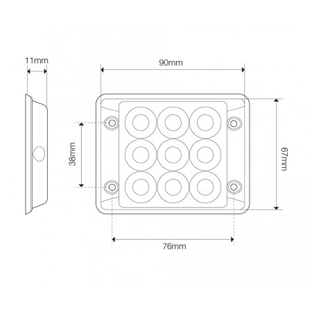 R65 Super-Slim Warning Lamp - 9-LED Block